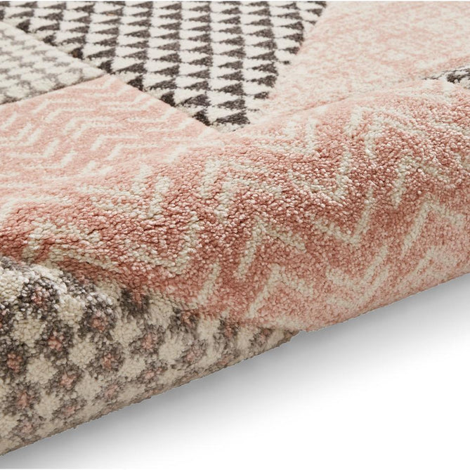 Catherine Lansfield Larsson Geo Modern Abstract Durable Easy-Care Carved High Density Polyproplyene Rose/Grey Rug