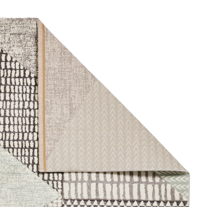 Catherine Lansfield Larsson Geo Modern Abstract Durable Easy-Care Carved High Density Polyproplyene Light Sage Green/Grey Rug