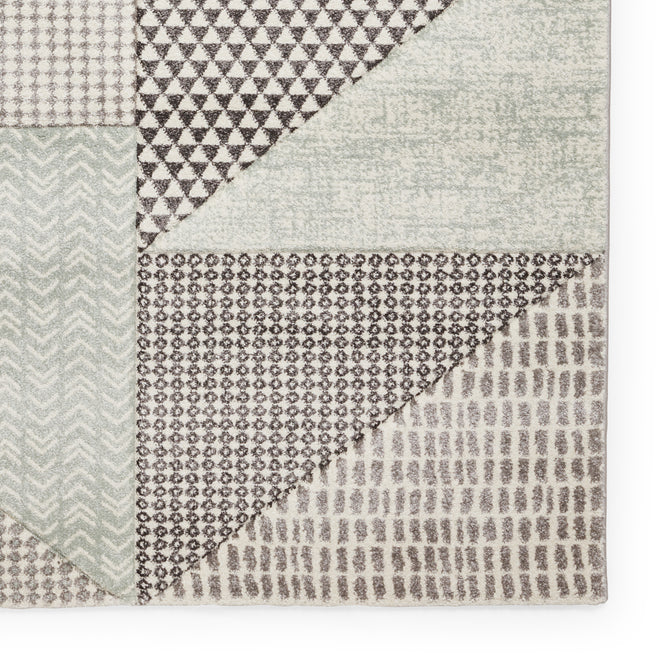Catherine Lansfield Larsson Geo Modern Abstract Durable Easy-Care Carved High Density Polyproplyene Light Sage Green/Grey Rug