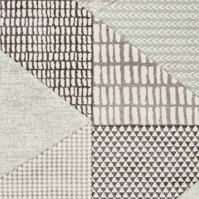 Catherine Lansfield Larsson Geo Modern Abstract Durable Easy-Care Carved High Density Polyproplyene Light Sage Green/Grey Rug