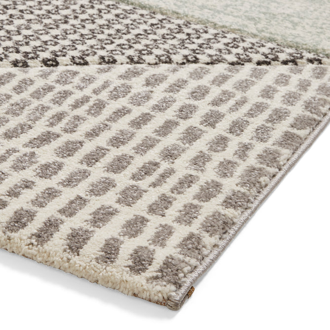 Catherine Lansfield Larsson Geo Modern Abstract Durable Easy-Care Carved High Density Polyproplyene Light Sage Green/Grey Rug