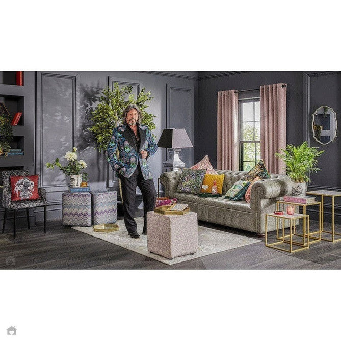 Laurence Llewelyn-Bowen Damask Modern Floral Ornate Abstract Border Metallic Shimmer Hi-Lo Textured Soft-Touch Polyester Low Profile Short Pile Pearl/Grey Rug-Think Rugs-Rug Love - The Most Loved Rug Store