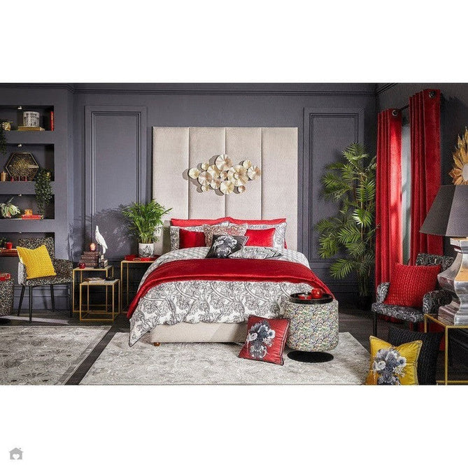 Laurence Llewelyn-Bowen Damask Modern Floral Ornate Abstract Border Metallic Shimmer Hi-Lo Textured Soft-Touch Polyester Low Profile Short Pile Pearl/Grey Rug-Think Rugs-Rug Love - The Most Loved Rug Store