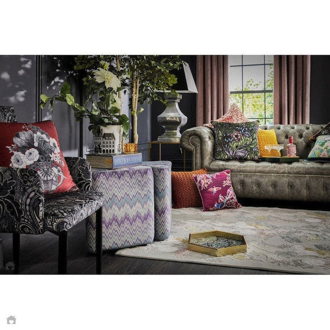 Laurence Llewelyn-Bowen Damask Modern Floral Ornate Abstract Border Metallic Shimmer Hi-Lo Textured Soft-Touch Polyester Low Profile Short Pile Pearl/Grey Rug-Think Rugs-Rug Love - The Most Loved Rug Store