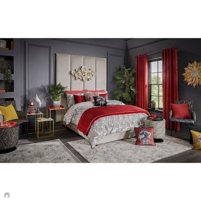 Laurence Llewelyn-Bowen Damask Modern Floral Ornate Abstract Border Metallic Shimmer Hi-Lo Textured Soft-Touch Polyester Low Profile Short Pile Pearl/Grey Rug-Think Rugs-Rug Love - The Most Loved Rug Store
