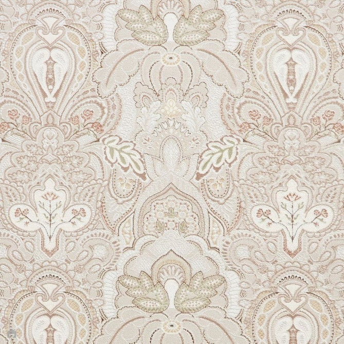 Laurence Llewelyn-Bowen Damask Modern Floral Ornate Abstract Border Metallic Shimmer Soft-Touch Smooth Textured Polyester Low Profile Short Pile Beige/Bronze/Blush/Terracotta Rug-Think Rugs-Rug Love - The Most Loved Rug Store