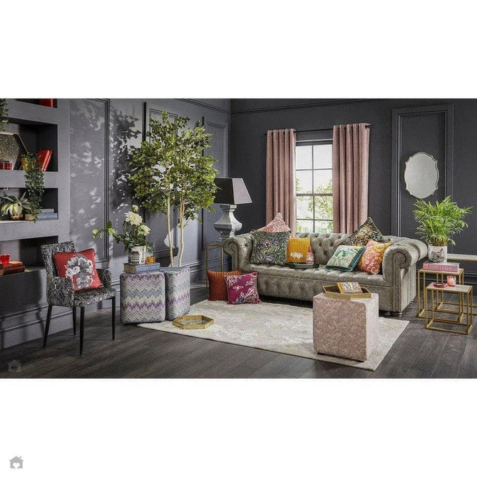 Laurence Llewelyn-Bowen Damask Modern Floral Ornate Abstract Border Metallic Shimmer Soft-Touch Smooth Textured Polyester Low Profile Short Pile Pearl Grey/Silver Grey/Blush/Terracotta Rug-Think Rugs-Rug Love - The Most Loved Rug Store