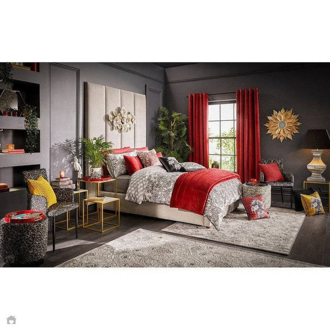 Laurence Llewelyn-Bowen Damask Modern Floral Ornate Abstract Border Metallic Shimmer Soft-Touch Smooth Textured Polyester Low Profile Short Pile Pearl Grey/Silver Grey/Blush/Terracotta Rug-Think Rugs-Rug Love - The Most Loved Rug Store