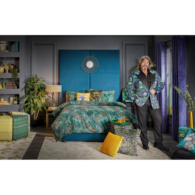 Laurence Llewelyn-Bowen Imperial Modern Floral Ornate Abstract Metallic Shimmer Hi-Lo Textured Soft-Touch Polyester Low Profile Short Pile Blue Rug-Think Rugs-Rug Love - The Most Loved Rug Store