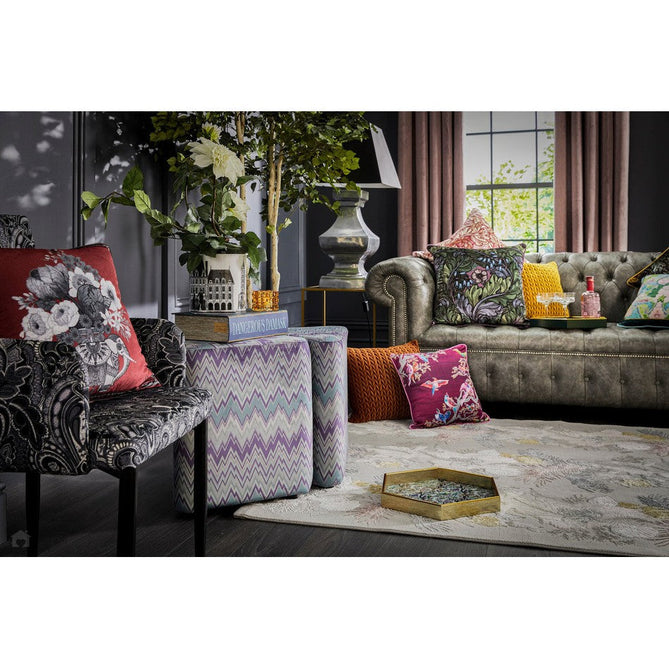 Laurence Llewelyn-Bowen Imperial Modern Floral Ornate Abstract Metallic Shimmer Hi-Lo Textured Soft-Touch Polyester Low Profile Short Pile Blue Rug-Think Rugs-Rug Love - The Most Loved Rug Store