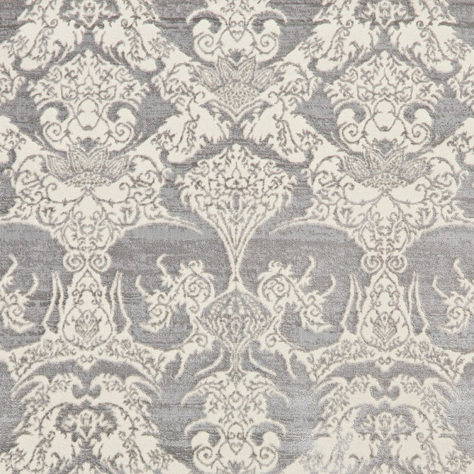Laurence Llewelyn-Bowen Imperial Modern Floral Ornate Abstract Metallic Shimmer Hi-Lo Textured Soft-Touch Polyester Low Profile Short Pile Grey Rug-Think Rugs-Rug Love - The Most Loved Rug Store