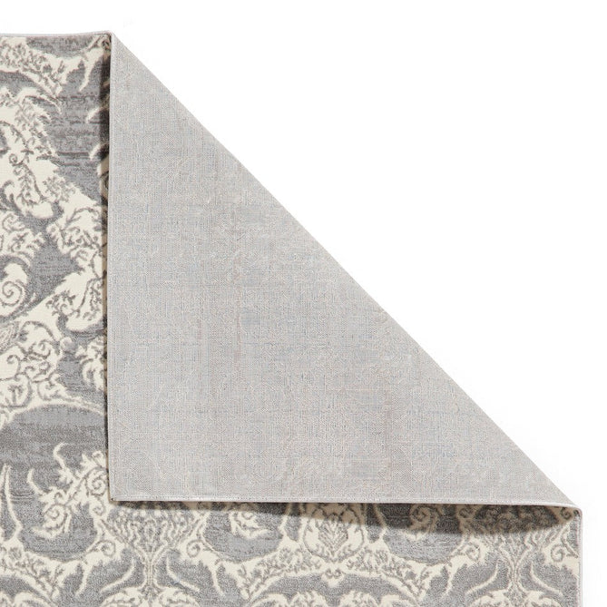Laurence Llewelyn-Bowen Imperial Modern Floral Ornate Abstract Metallic Shimmer Hi-Lo Textured Soft-Touch Polyester Low Profile Short Pile Grey Rug-Think Rugs-Rug Love - The Most Loved Rug Store