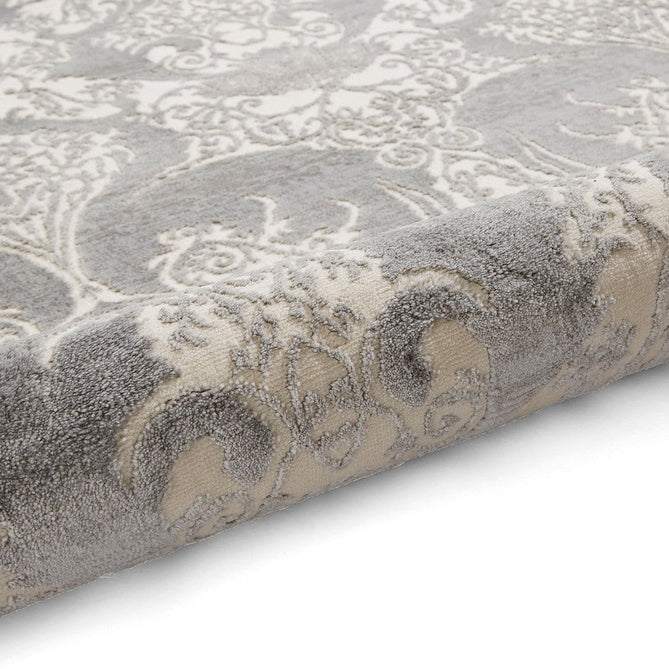 Laurence Llewelyn-Bowen Imperial Modern Floral Ornate Abstract Metallic Shimmer Hi-Lo Textured Soft-Touch Polyester Low Profile Short Pile Grey Rug-Think Rugs-Rug Love - The Most Loved Rug Store