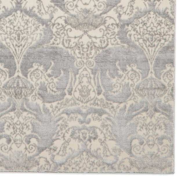 Laurence Llewelyn-Bowen Imperial Modern Floral Ornate Abstract Metallic Shimmer Hi-Lo Textured Soft-Touch Polyester Low Profile Short Pile Grey Rug-Think Rugs-Rug Love - The Most Loved Rug Store