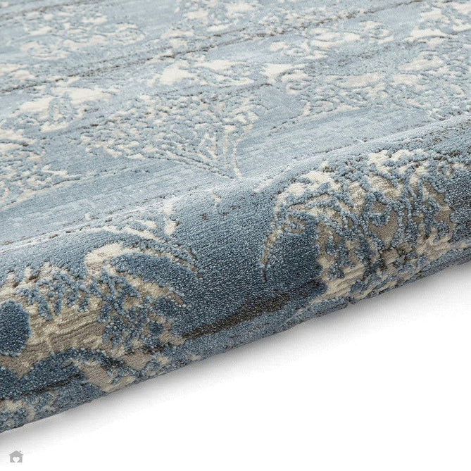 Laurence Llewelyn-Bowen Imperial Modern Floral Ornate Abstract Metallic Shimmer Hi-Lo Textured Soft-Touch Polyester Low Profile Short Pile Midnight Rug-Think Rugs-Rug Love - The Most Loved Rug Store