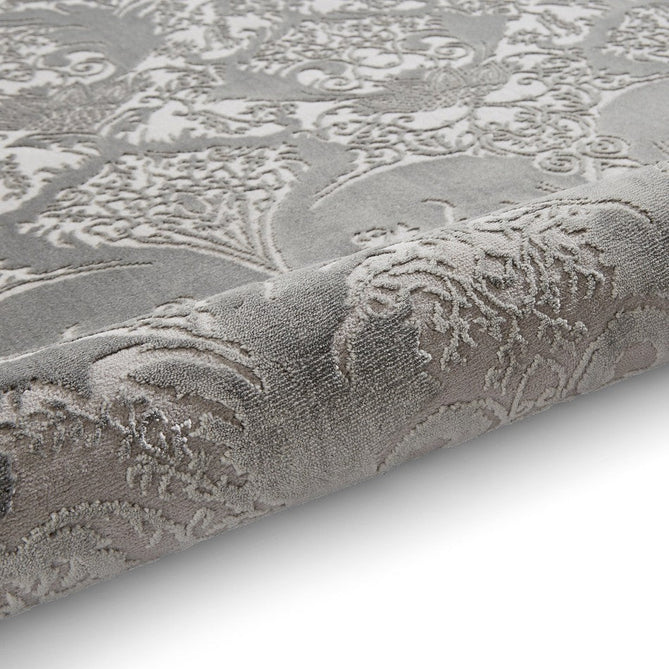 Laurence Llewelyn-Bowen Imperial Modern Floral Ornate Abstract Metallic Shimmer Hi-Lo Textured Soft-Touch Polyester Low Profile Short Pile Slate Rug-Think Rugs-Rug Love - The Most Loved Rug Store