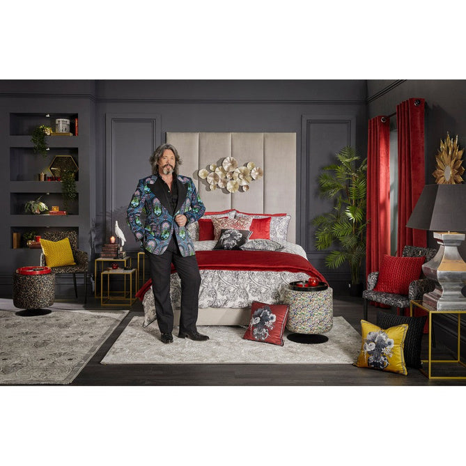 Laurence Llewelyn-Bowen Imperial Modern Floral Ornate Abstract Metallic Shimmer Hi-Lo Textured Soft-Touch Polyester Low Profile Short Pile Wine Rug-Think Rugs-Rug Love - The Most Loved Rug Store