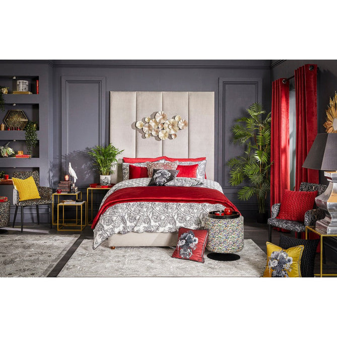 Laurence Llewelyn-Bowen Imperial Modern Floral Ornate Abstract Metallic Shimmer Hi-Lo Textured Soft-Touch Polyester Low Profile Short Pile Wine Rug-Think Rugs-Rug Love - The Most Loved Rug Store