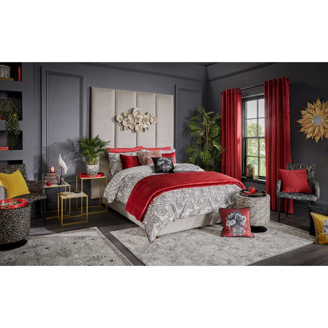 Laurence Llewelyn-Bowen Imperial Modern Floral Ornate Abstract Metallic Shimmer Hi-Lo Textured Soft-Touch Polyester Low Profile Short Pile Wine Rug-Think Rugs-Rug Love - The Most Loved Rug Store