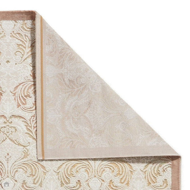 Laurence Llewelyn-Bowen Imperial Modern Floral Ornate Abstract Metallic Shimmer Soft-Touch Smooth Textured Polyester Short Pile Beige/Bronze/Blush/Terracotta Rug-Think Rugs-Rug Love - The Most Loved Rug Store