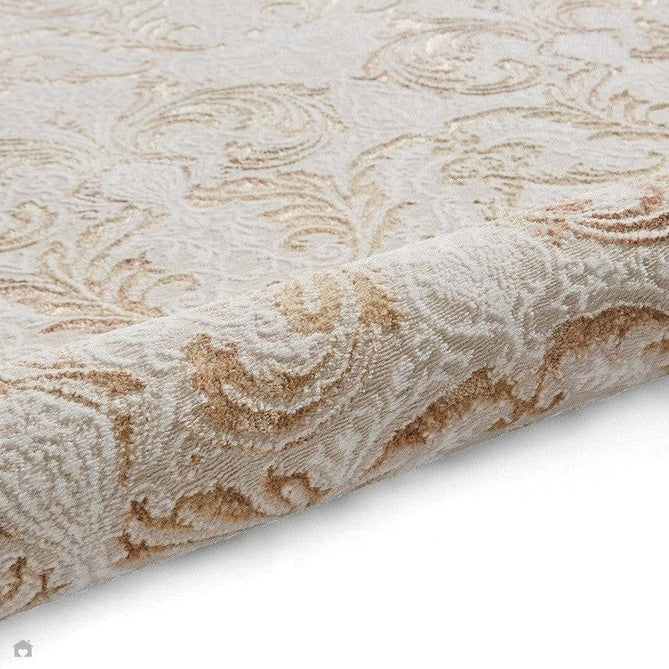 Laurence Llewelyn-Bowen Imperial Modern Floral Ornate Abstract Metallic Shimmer Soft-Touch Smooth Textured Polyester Short Pile Beige/Bronze/Blush/Terracotta Rug-Think Rugs-Rug Love - The Most Loved Rug Store