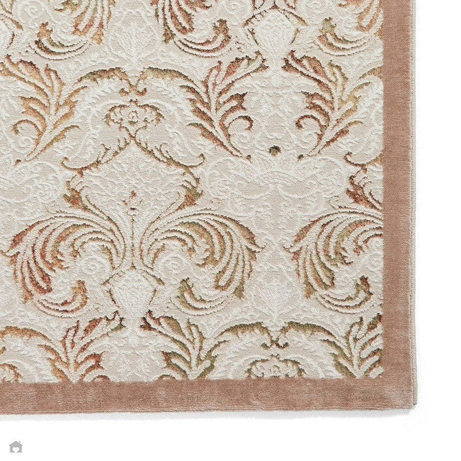 Laurence Llewelyn-Bowen Imperial Modern Floral Ornate Abstract Metallic Shimmer Soft-Touch Smooth Textured Polyester Short Pile Beige/Bronze/Blush/Terracotta Rug-Think Rugs-Rug Love - The Most Loved Rug Store