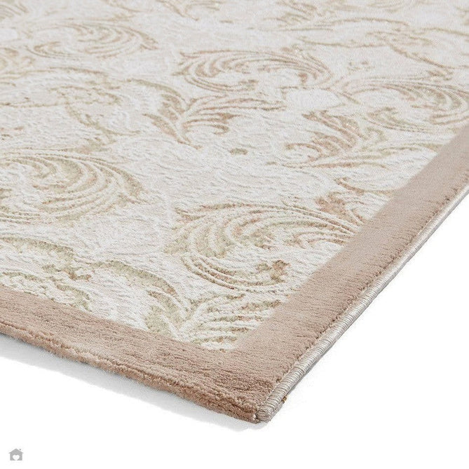 Laurence Llewelyn-Bowen Imperial Modern Floral Ornate Abstract Metallic Shimmer Soft-Touch Smooth Textured Polyester Short Pile Beige/Bronze/Blush/Terracotta Rug-Think Rugs-Rug Love - The Most Loved Rug Store