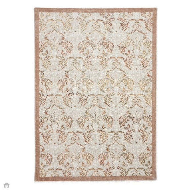 Laurence Llewelyn-Bowen Imperial Modern Floral Ornate Abstract Metallic Shimmer Soft-Touch Smooth Textured Polyester Short Pile Beige/Bronze/Blush/Terracotta Rug-Think Rugs-Rug Love - The Most Loved Rug Store