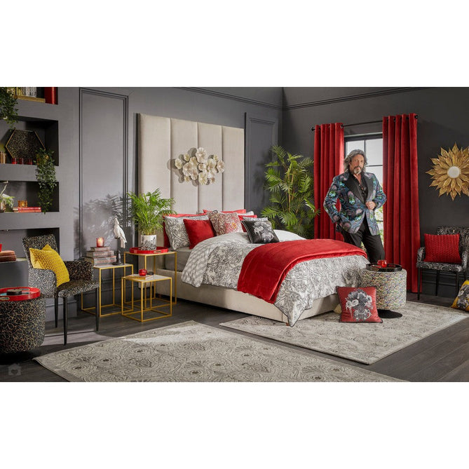 Laurence Llewelyn-Bowen Imperial Modern Floral Ornate Abstract Metallic Shimmer Soft-Touch Smooth Textured Polyester Short Pile Cool Grey/Charcoal Grey/Ivory Rug-Think Rugs-Rug Love - The Most Loved Rug Store