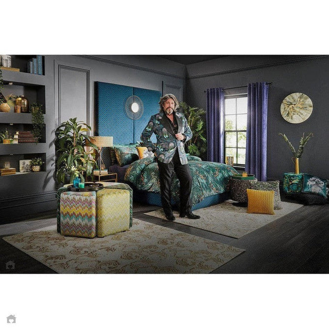 Laurence Llewelyn-Bowen Imperial Modern Floral Ornate Abstract Metallic Shimmer Soft-Touch Smooth Textured Polyester Short Pile Midnight Blue Rug-Think Rugs-Rug Love - The Most Loved Rug Store