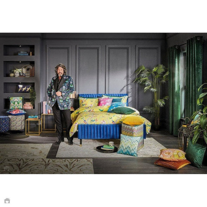 Laurence Llewelyn-Bowen Imperial Modern Floral Ornate Abstract Metallic Shimmer Soft-Touch Smooth Textured Polyester Short Pile Midnight Blue Rug-Think Rugs-Rug Love - The Most Loved Rug Store