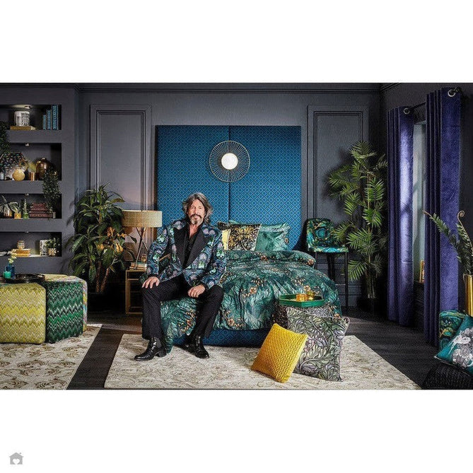 Laurence Llewelyn-Bowen Imperial Modern Floral Ornate Abstract Metallic Shimmer Soft-Touch Smooth Textured Polyester Short Pile Midnight Blue Rug-Think Rugs-Rug Love - The Most Loved Rug Store