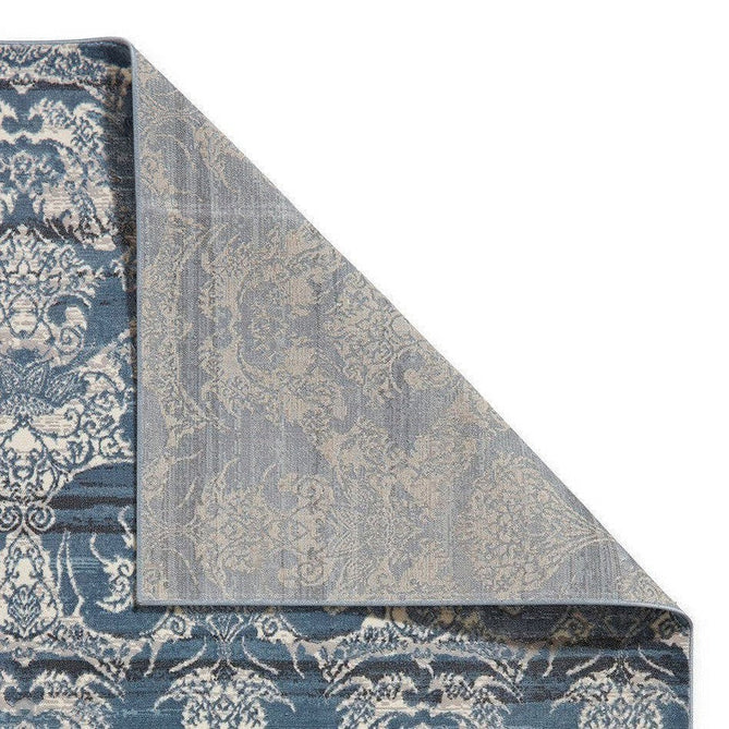 Laurence Llewelyn-Bowen Imperial Modern Floral Ornate Abstract Metallic Shimmer Soft-Touch Smooth Textured Polyester Short Pile Midnight Blue Rug-Think Rugs-Rug Love - The Most Loved Rug Store