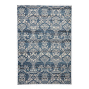 Laurence Llewelyn-Bowen Imperial Modern Floral Ornate Abstract Metallic Shimmer Soft-Touch Smooth Textured Polyester Short Pile Midnight Blue Rug