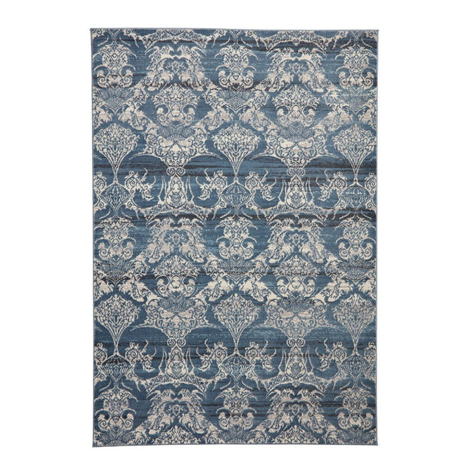 Laurence Llewelyn-Bowen Imperial Modern Floral Ornate Abstract Metallic Shimmer Soft-Touch Smooth Textured Polyester Short Pile Midnight Blue Rug-Think Rugs-Rug Love - The Most Loved Rug Store