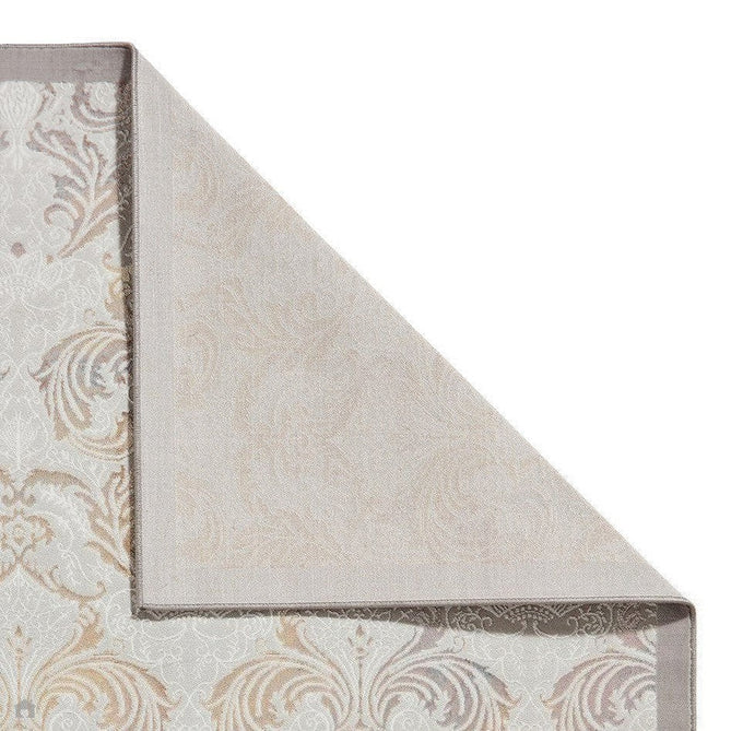 Laurence Llewelyn-Bowen Imperial Modern Floral Ornate Abstract Metallic Shimmer Soft-Touch Smooth Textured Polyester Short Pile Pearl Grey/Silver Rug-Think Rugs-Rug Love - The Most Loved Rug Store