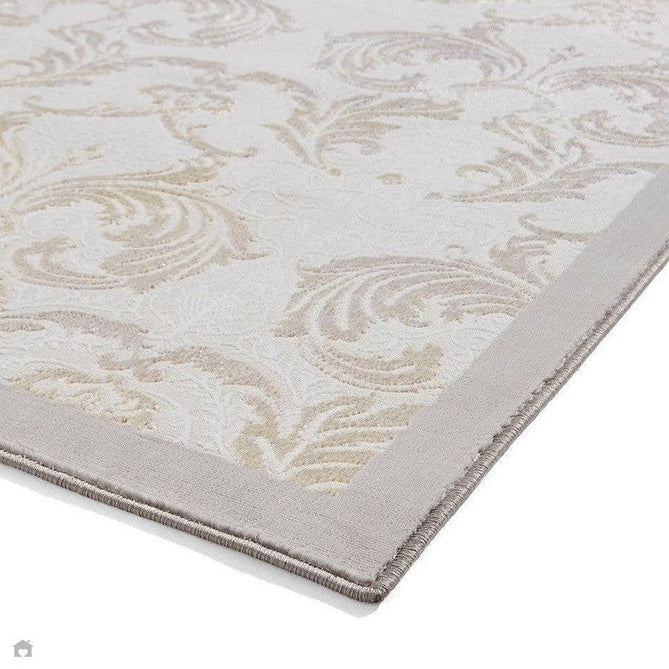 Laurence Llewelyn-Bowen Imperial Modern Floral Ornate Abstract Metallic Shimmer Soft-Touch Smooth Textured Polyester Short Pile Pearl Grey/Silver Rug-Think Rugs-Rug Love - The Most Loved Rug Store