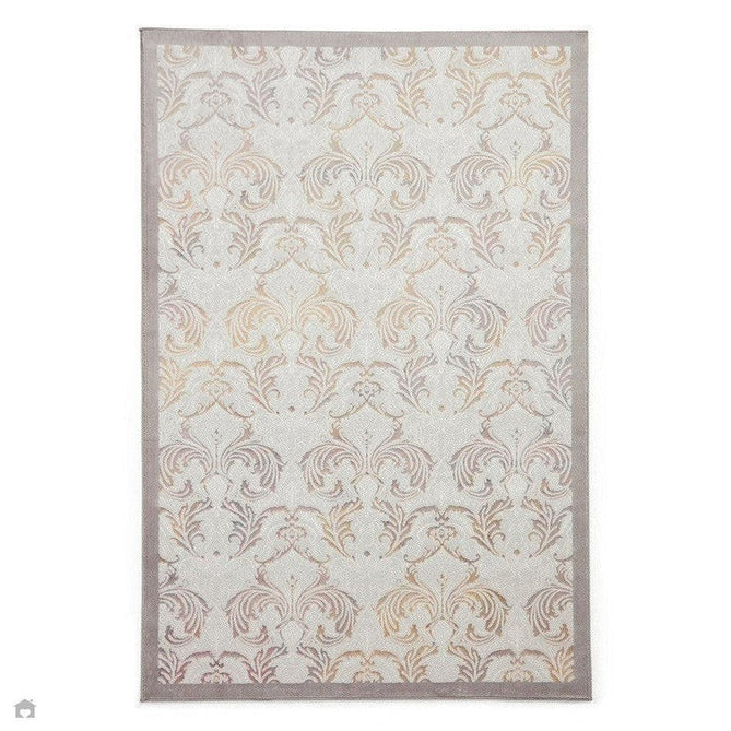 Laurence Llewelyn-Bowen Imperial Modern Floral Ornate Abstract Metallic Shimmer Soft-Touch Smooth Textured Polyester Short Pile Pearl Grey/Silver Rug-Think Rugs-Rug Love - The Most Loved Rug Store