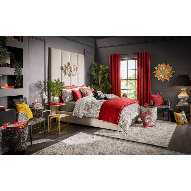 Laurence Llewelyn-Bowen Imperial Modern Floral Ornate Abstract Metallic Shimmer Soft-Touch Smooth Textured Polyester Short Pile Rich Wine/Deep Mauve/Ivory Rug-Think Rugs-Rug Love - The Most Loved Rug Store