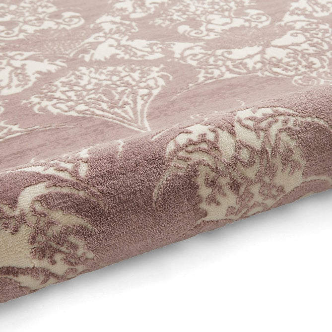 Laurence Llewelyn-Bowen Imperial Modern Floral Ornate Abstract Metallic Shimmer Soft-Touch Smooth Textured Polyester Short Pile Rich Wine/Deep Mauve/Ivory Rug-Think Rugs-Rug Love - The Most Loved Rug Store