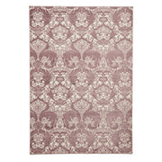 Laurence Llewelyn-Bowen Imperial Modern Floral Ornate Abstract Metallic Shimmer Soft-Touch Smooth Textured Polyester Short Pile Rich Wine/Deep Mauve/Ivory Rug