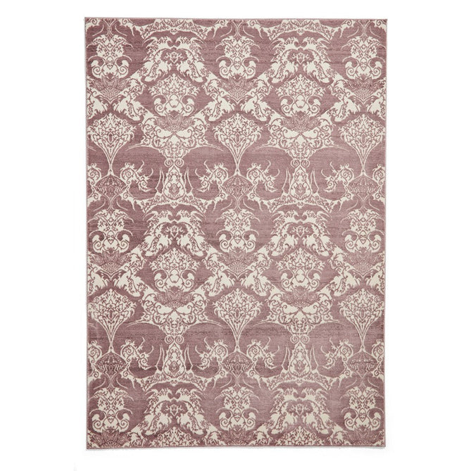 Laurence Llewelyn-Bowen Imperial Modern Floral Ornate Abstract Metallic Shimmer Soft-Touch Smooth Textured Polyester Short Pile Rich Wine/Deep Mauve/Ivory Rug-Think Rugs-Rug Love - The Most Loved Rug Store