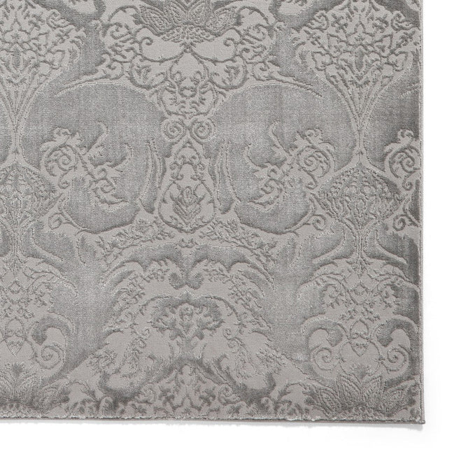 Laurence Llewelyn-Bowen Imperial Modern Floral Ornate Abstract Metallic Shimmer Soft-Touch Smooth Textured Polyester Short Pile Slate Grey/Charcoal Grey/Ivory Rug-Think Rugs-Rug Love - The Most Loved Rug Store