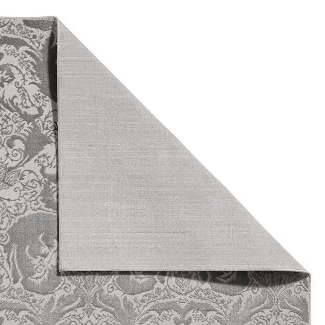 Laurence Llewelyn-Bowen Imperial Modern Floral Ornate Abstract Metallic Shimmer Soft-Touch Smooth Textured Polyester Short Pile Slate Grey/Charcoal Grey/Ivory Rug-Think Rugs-Rug Love - The Most Loved Rug Store