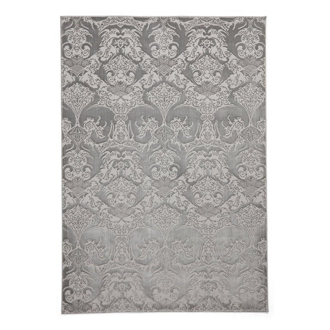 Laurence Llewelyn-Bowen Imperial Modern Floral Ornate Abstract Metallic Shimmer Soft-Touch Smooth Textured Polyester Short Pile Slate Grey/Charcoal Grey/Ivory Rug-Think Rugs-Rug Love - The Most Loved Rug Store