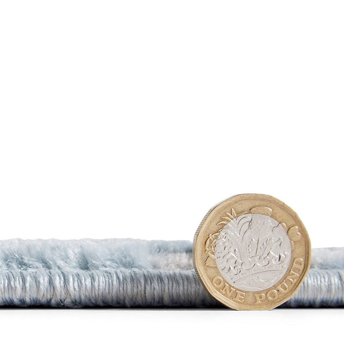 Laurence Llewelyn-Bowen Imperial Modern Floral Ornate Abstract Metallic Shimmer Soft-Touch Smooth Textured Polyester Short Pile Soft Blue/Sky Blue/Ivory Rug-Think Rugs-Rug Love - The Most Loved Rug Store