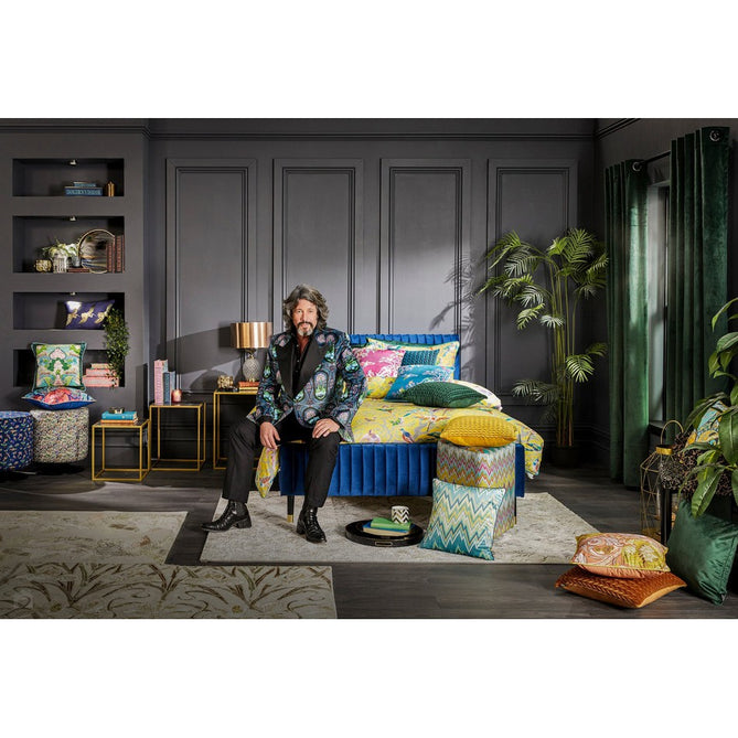 Laurence Llewelyn-Bowen Imperial Modern Floral Ornate Abstract Metallic Shimmer Soft-Touch Smooth Textured Polyester Short Pile Soft Blue/Sky Blue/Ivory Rug-Think Rugs-Rug Love - The Most Loved Rug Store