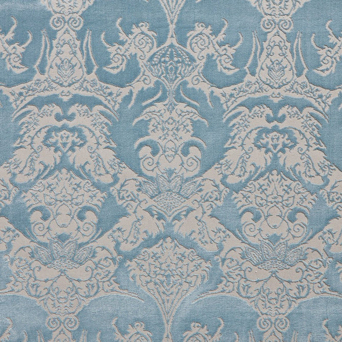 Laurence Llewelyn-Bowen Imperial Modern Floral Ornate Abstract Metallic Shimmer Soft-Touch Smooth Textured Polyester Short Pile Soft Blue/Sky Blue/Ivory Rug-Think Rugs-Rug Love - The Most Loved Rug Store