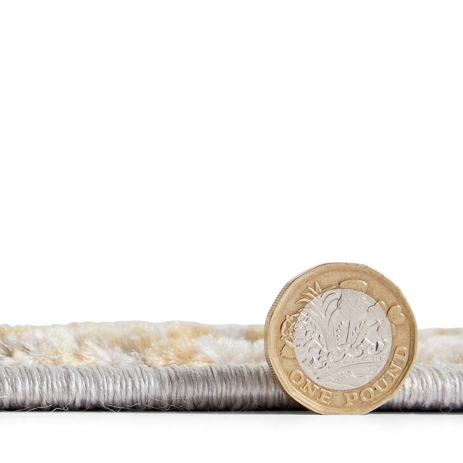 Laurence Llewelyn-Bowen Imperial Modern Floral Ornate Abstract Metallic Shimmer Soft-Touch Smooth Textured Polyester Short Pile Warm Gold/Champagne/Ivory Rug-Think Rugs-Rug Love - The Most Loved Rug Store