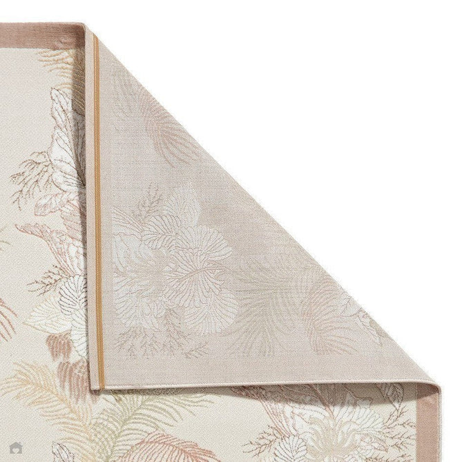 Laurence Llewelyn-Bowen Tropicana Modern Floral Ornate Abstract Border Metallic Shimmer Soft-Touch Smooth Textured Polyester Low Profile Short Pile Beige/Bronze Rug-Think Rugs-Rug Love - The Most Loved Rug Store